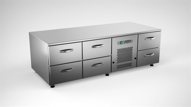 Grillkylbänk 1600mm, 6 lådor