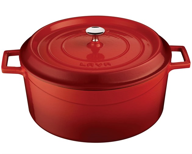 Gjutjärnsgryta 6,7L Röd Emaljerad utsida inkl lock