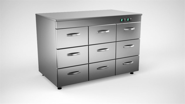 Värmeskåp 1200mm, 9 lådor