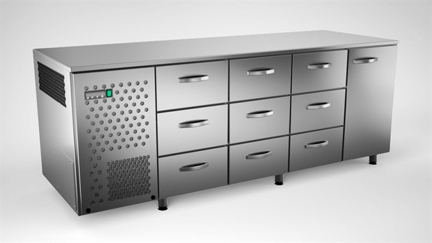 Kylbänk 2000mm, 1 dörr, 9 lådor
