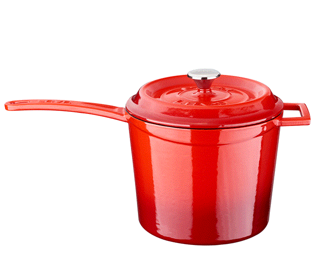 Gjutjärns kastrull 3,2L Röd Emaljerad utsida